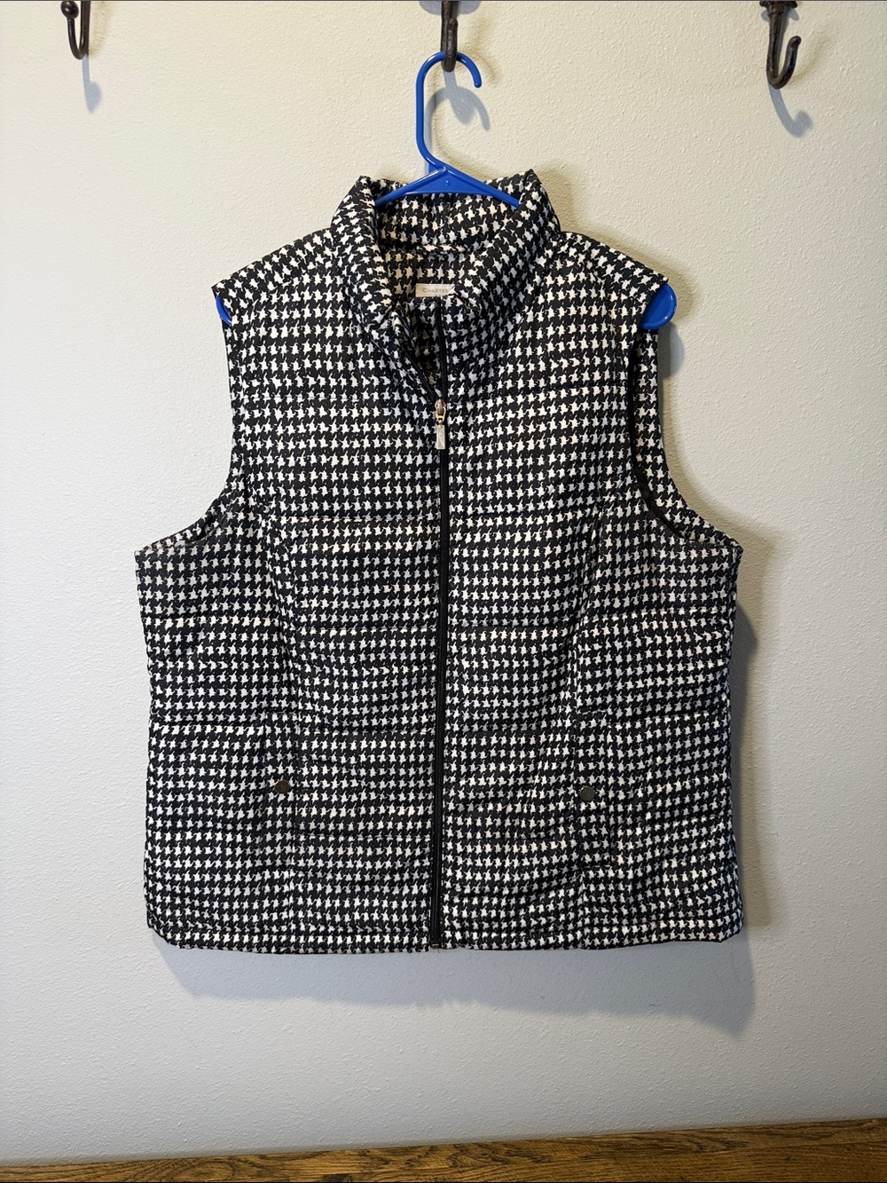 Charter Club Black & White Houndstooth Quilted Vest